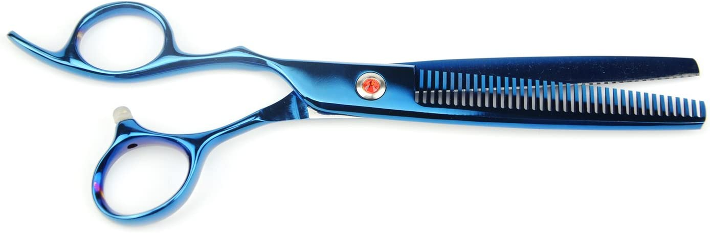 7.5" High-End Left-Handed Professional PET DOG Grooming Scissors Suit Cutting&Curved&Thinning Shears (Blue)