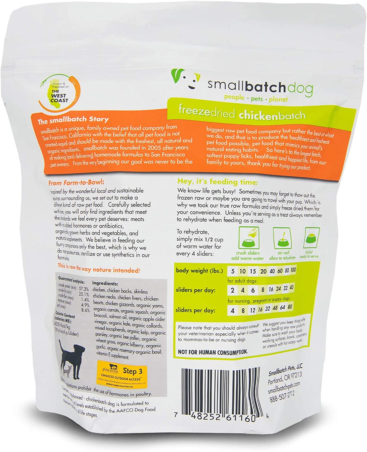 Smallbatch Pets Freeze-Dried Premium Raw Food Diet for Dogs, Chicken Recipe, 14 Oz, Made in the USA, Organic Produce, Humanely Raised Meat, Hydrate and Serve Patties, Single Source Protein, Healthy