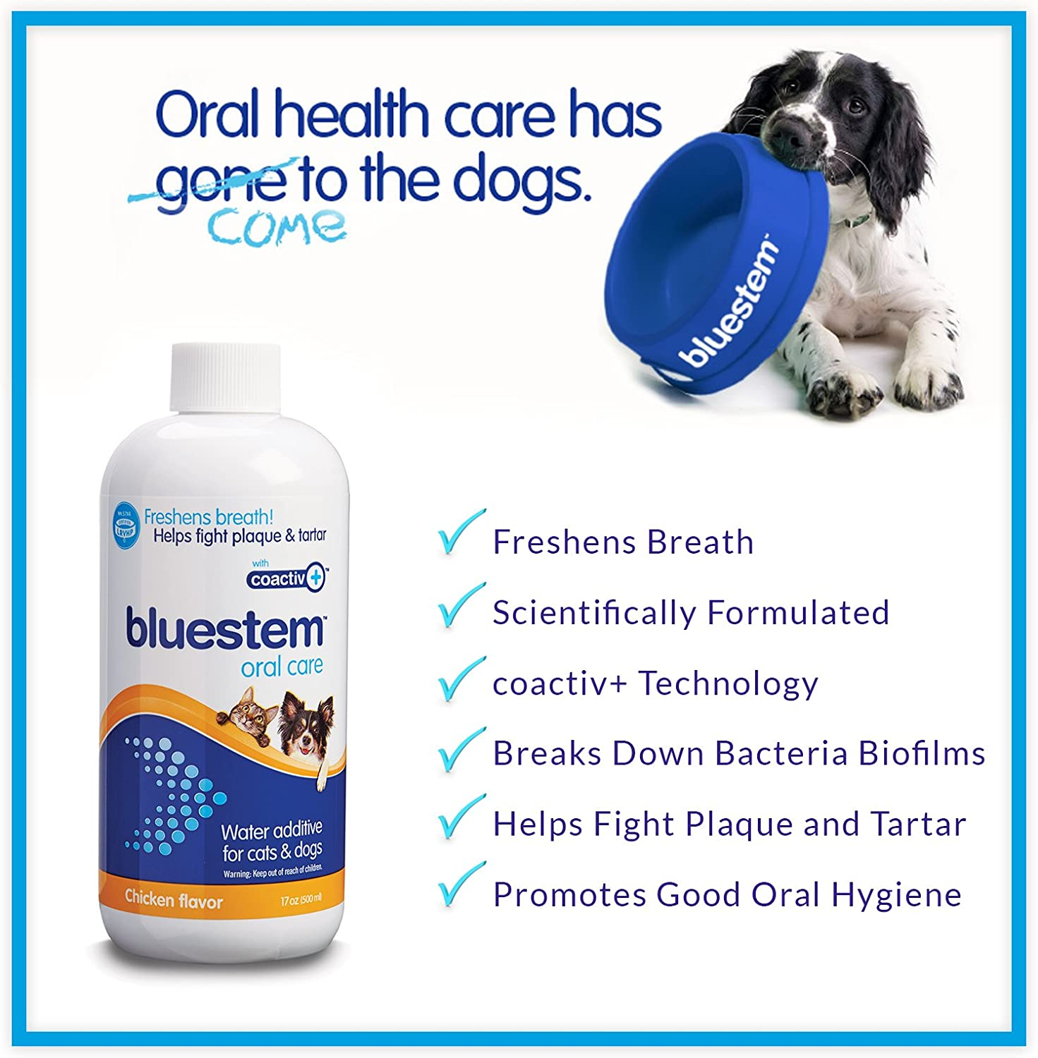 Pet Water Additive Oral Care: for Dogs & Cats Bad Breath, Dental Rinse Freshener Treats Plaque & Teeth Tartar. Dog & Cat Mouth Clean Health Treatment for Pets Drinking Bowl