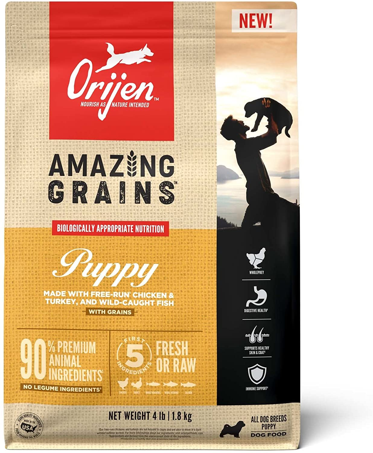 ® Dry Dog Food, High Protein, Amazing Grains Puppy 4LB