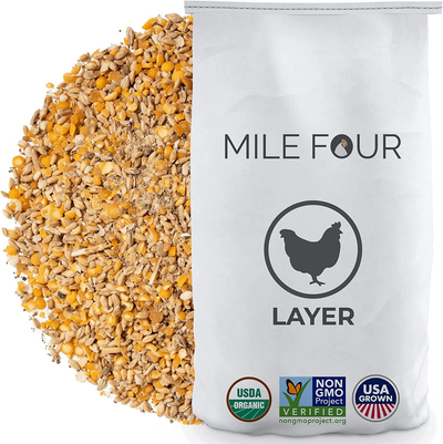 | Layer Chicken Feed | Organic, Non-Gmo, Corn-Free, Soy-Free, Non-Medicated Chicken Food | Adult Poultry, Roosters, Chickens, Ducks, Geese & Gamebirds | 16% Protein | Whole Grain | 2 Lbs.