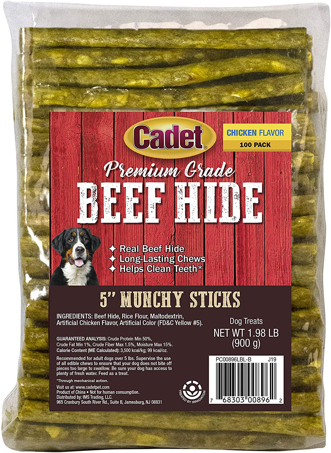 Premium Grade Munchy Beef Hide Sticks Chicken Basted 5 Inch, 100 Count (Pack of 1)