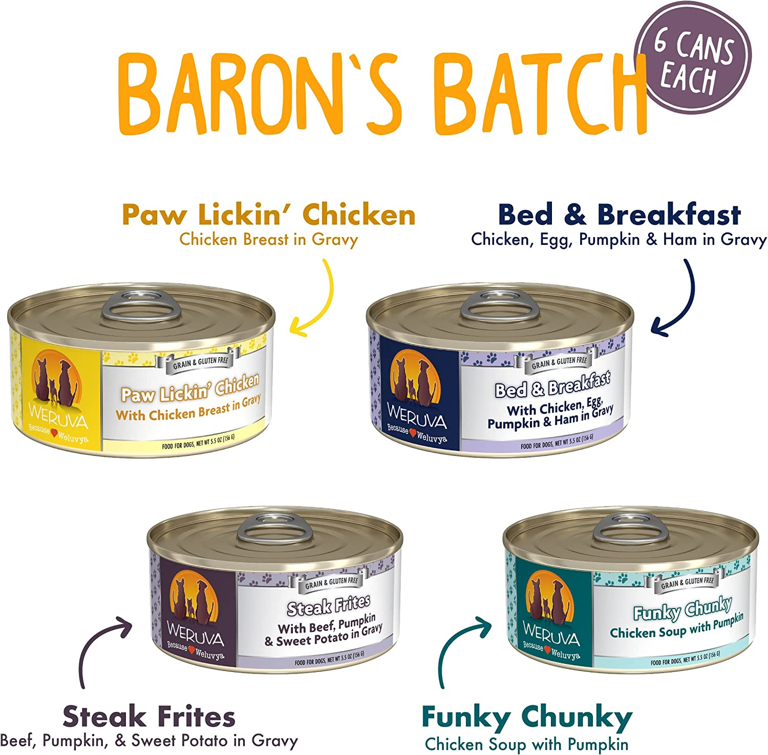 Classic Dog Food, Variety Pack, Baron'S Batch, Wet Dog Food, 5.5Oz Cans (Pack of 24)