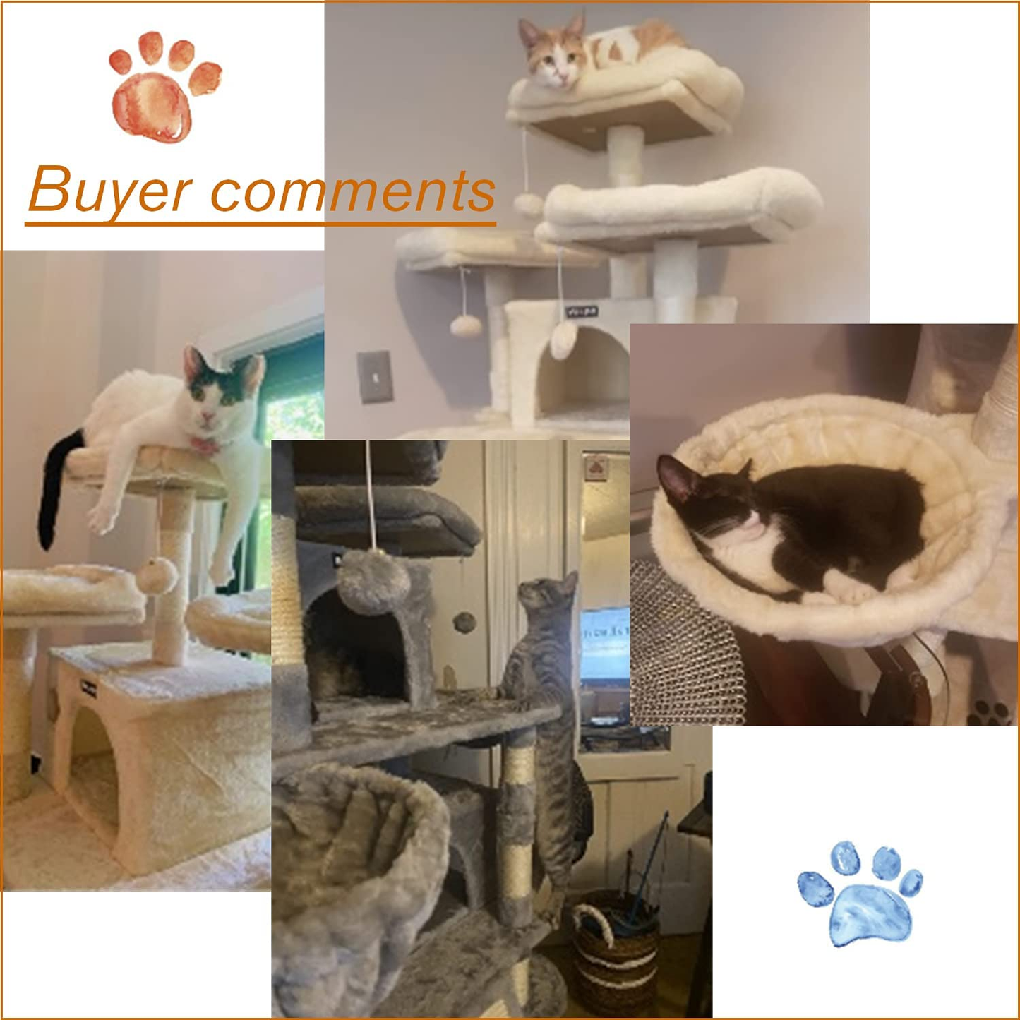 68 Inches Multi-Level Large Cat Tree for Large Cats/Big Cat Tower with Cat Condo/Cozy Plush Cat Perches/Sisal Scratching Posts and Hammocks/Cat Activity Center Play House，Grey Color