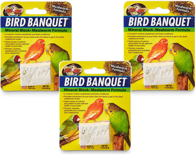 (3 Pack)  Bird Banquet Mineral Blocks - Mealworm Formula - Small (1 Ounce per Pack)