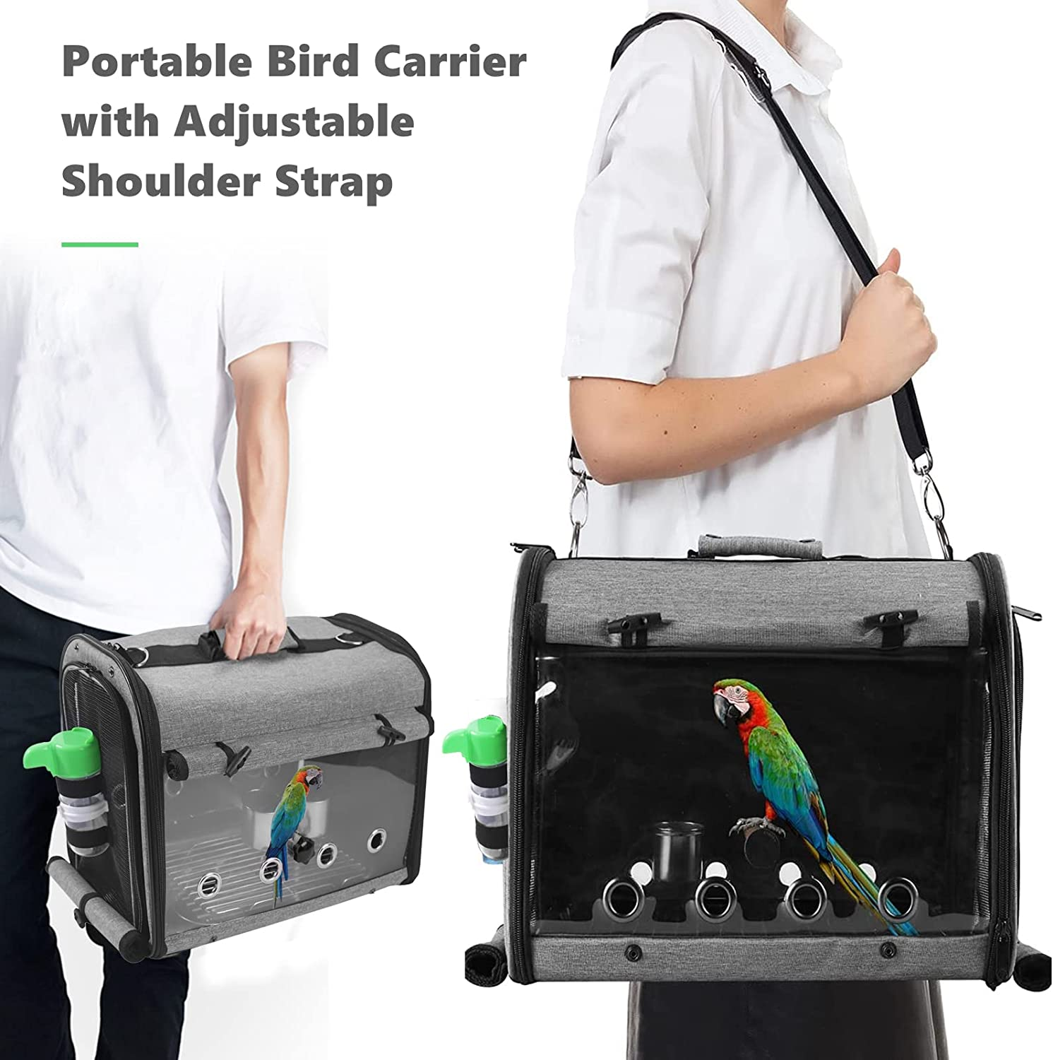 Bird Carrier Bag Bird Travel Cage with Stand, Lightweight Backpack for Parrot, Portable Bird Travel Bag, Pet Transparent Breathable Travel Cage