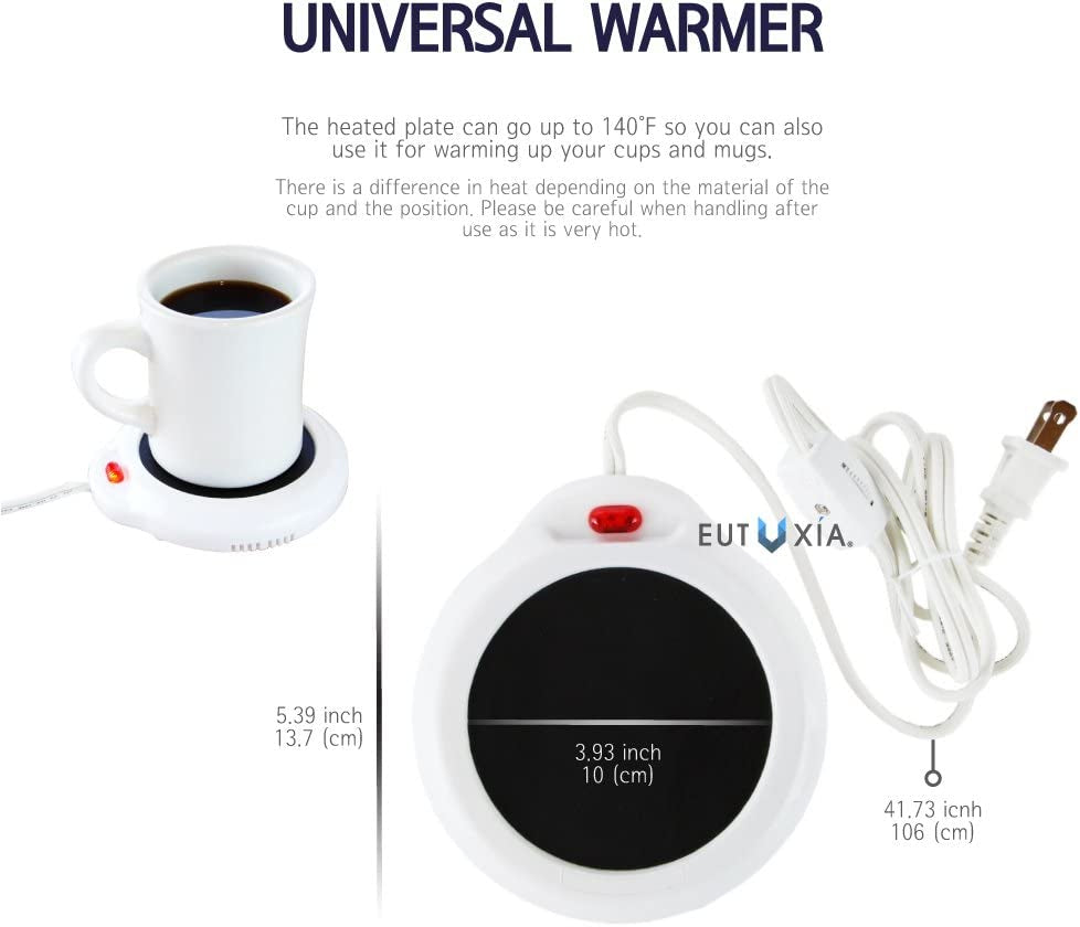 Eutuxia Candle Warmer for Home & Office, Set of 2, Great for Warming up Cups, Coffee Mugs & Beverages on Desks Tables & Countertops. Electric Heated Plate Warms Quickly, Enjoy Hot Drinks on Cold Days