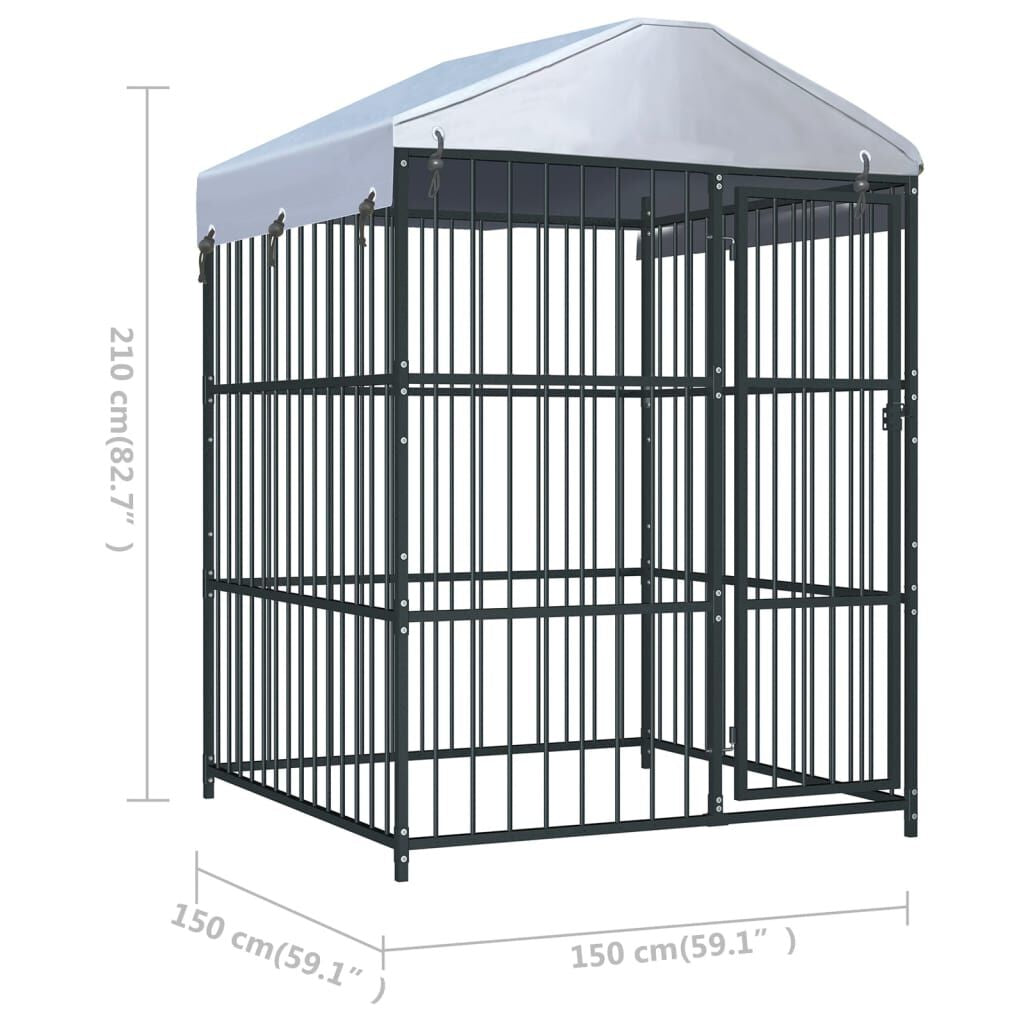 Outdoor Dog Kennel with Roof 59.1"X59.1"X82.7"