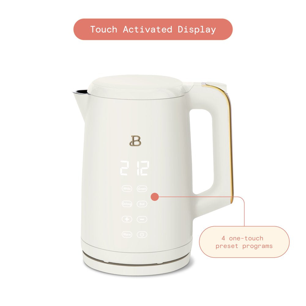 Beautiful 1.7 Liter One-Touch Electric Kettle, White Icing by Drew Barrymore