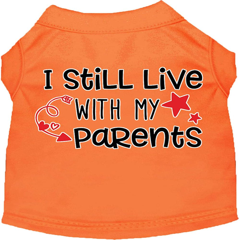 Mirage Pet Still Live with My Parents Screen Print Shirt, for Pet Dogs, Orange, L