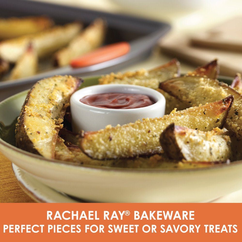Rachael Ray 5-Pieces Yum-O! Nonstick Bakeware Baking Pans Set, Gray and Orange