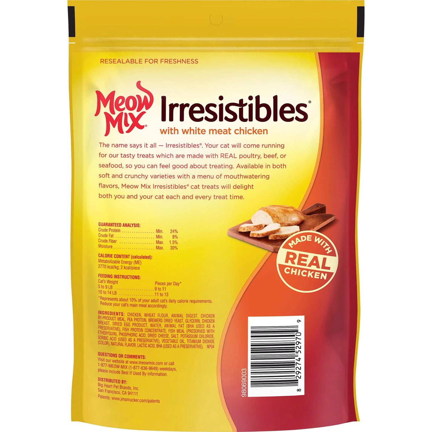 Meow Mix Irresistibles Cat Treats - Soft with White Meat Chicken, 12-Ounce Bag
