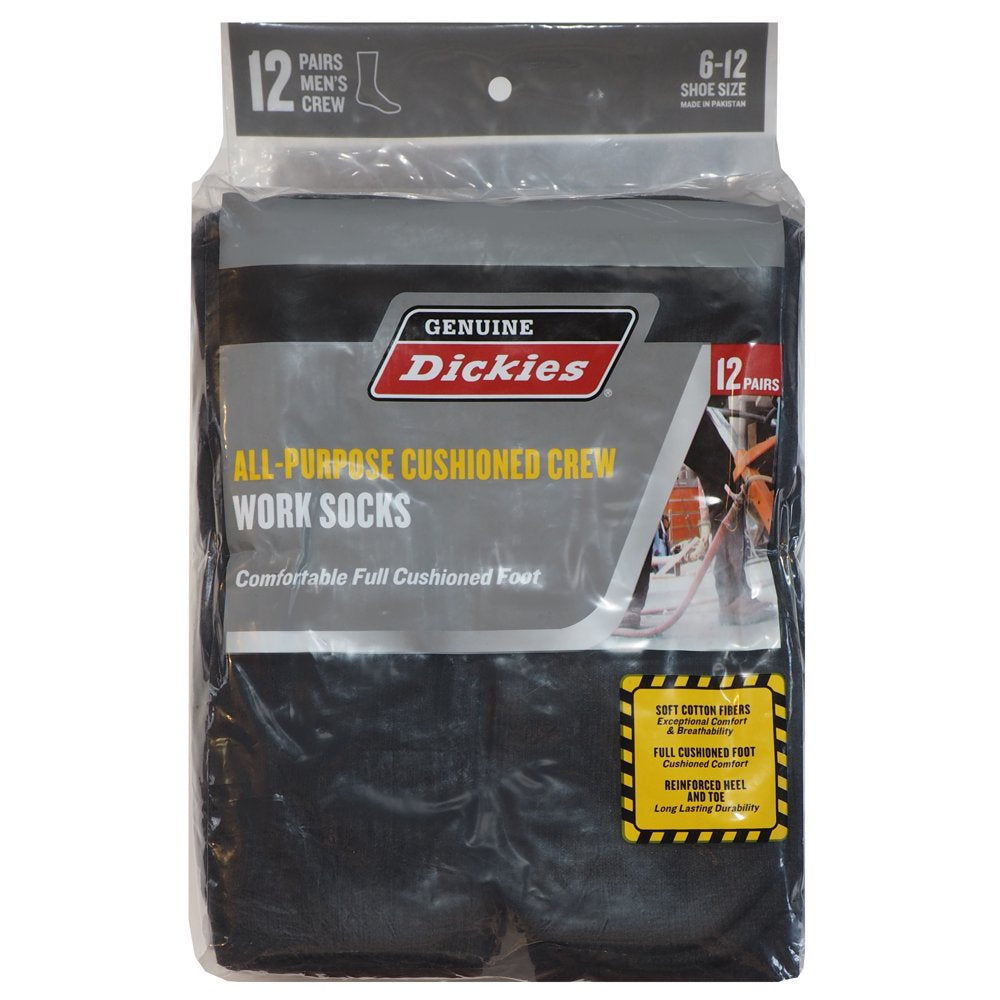 Dickies Men'S Work Crew Socks, 12 Pack