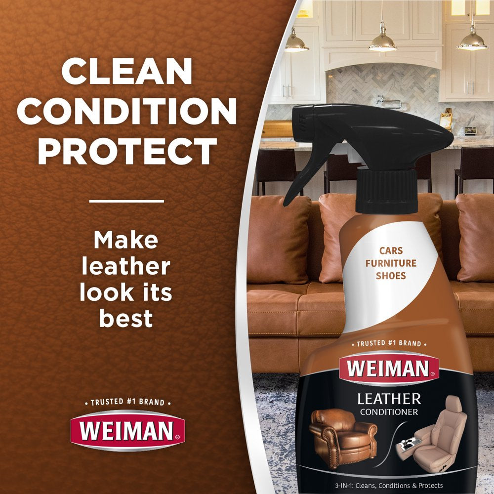 Weiman Leather Cleaner and Conditioner for Sofa, Couch, Purse, Bags, Saddles 22 Oz - 2 Pack