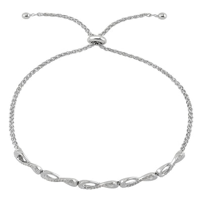 Brilliance Fine Jewelry Sterling Silver 1/4 Cttw Dia Infinity Bolo Bracelet