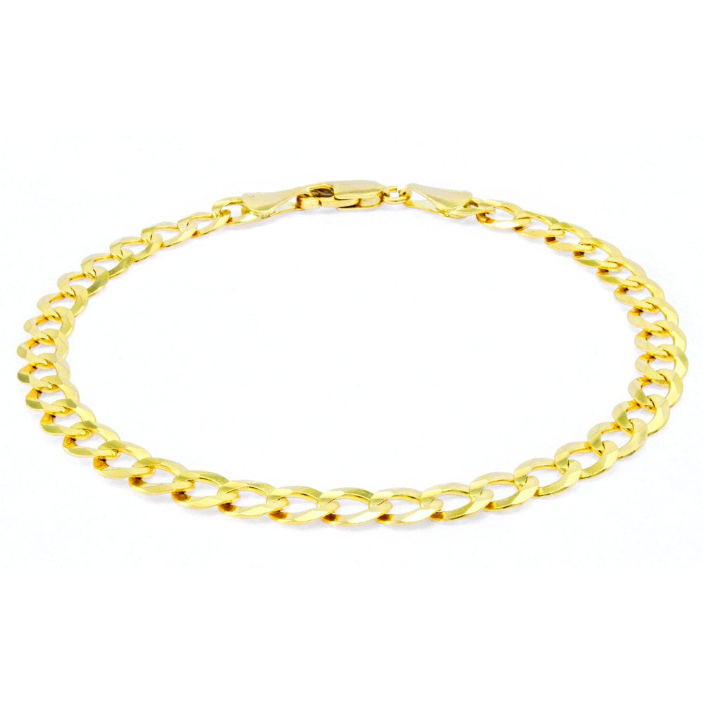 Nuragold 14K Yellow Gold 6Mm Solid Cuban Curb Link Chain Bracelet, Mens Jewelry Lobster Clasp 8" 8.5" 9"