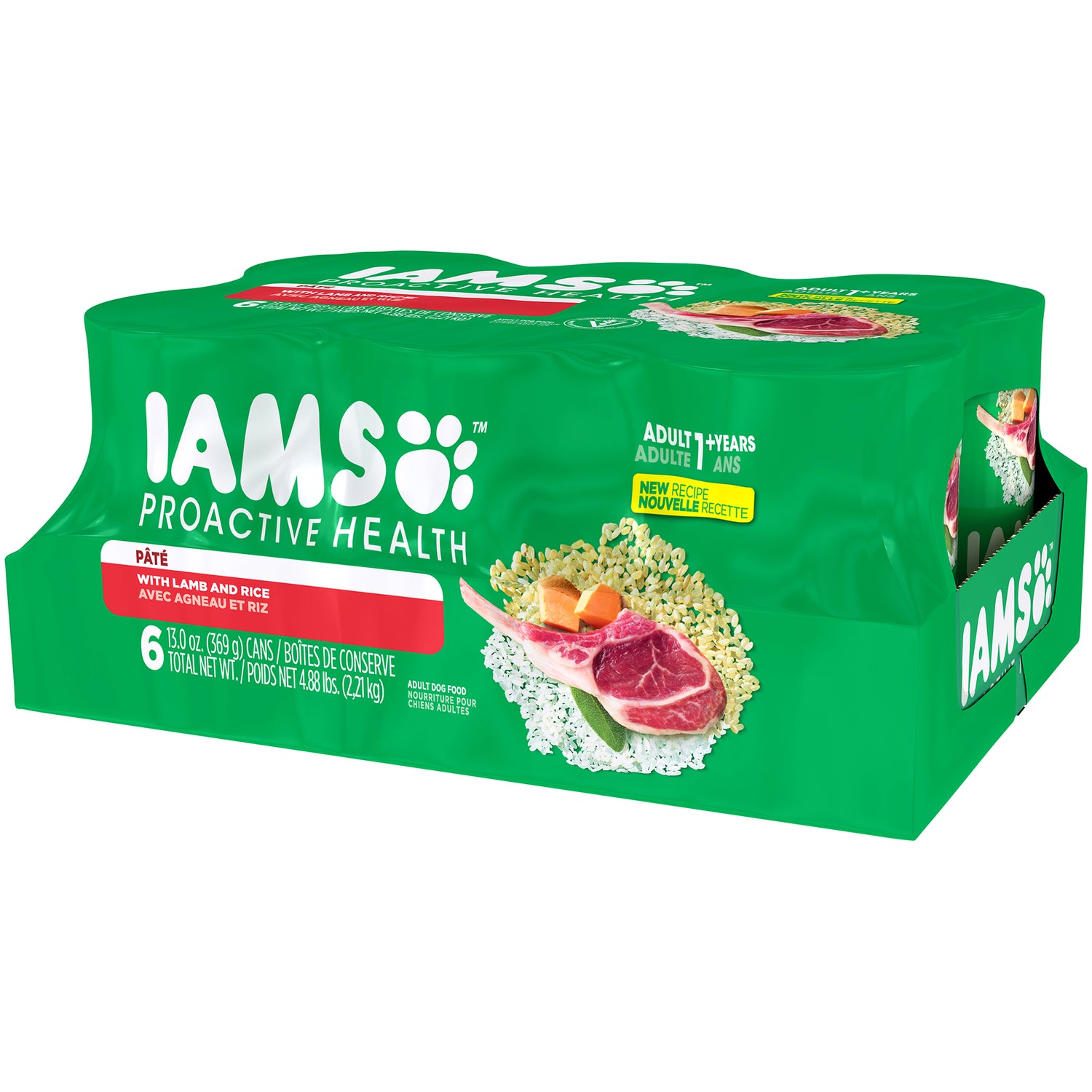 IAMS PROACTIVE HEALTH Adult Soft Wet Dog Food Paté with Lamb & Rice, (6) 13 Oz. Cans