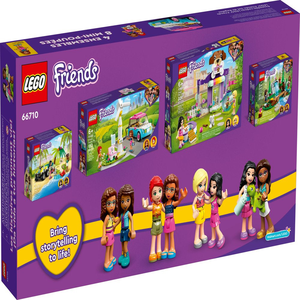 LEGO Friends 66710, 4-In-1 Building Toy Gift Set: Doggy Day Care, Turtle Protection Vehicle, Forest Waterfall and Olivia'S Electric Car