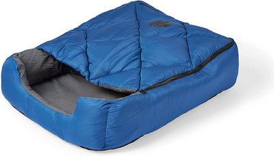 Omnicore Designs Pet Sleeping Bag (Sm/Blue) with Zippered Cover for Travel, Camping, Backpacking, Hiking | Good for Small and Large Pets | Use as Pet Beds, Pet Mats or Pet Blanket