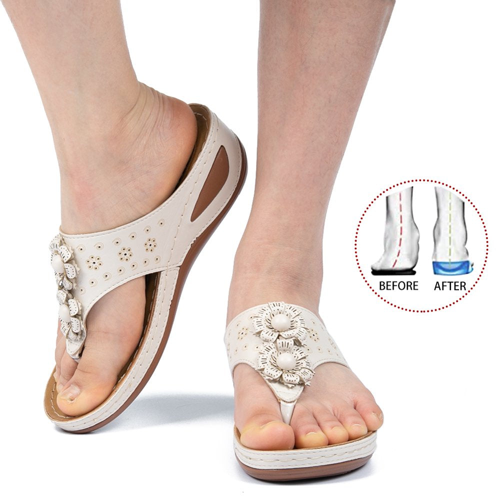 Ecetana Women Sandals Flip Flops for Women Summer Casual Wedge Sandals Shoes Massage Function