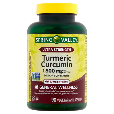 Spring Valley Ultra Strength Turmeric Curcumin Dietary Supplement, 1,500 Mg, 90 Count