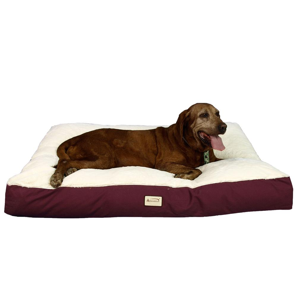Armarkat  XXL Large Pet Bed Mat with Poly Fill Cushion in Ivory & Burgundy