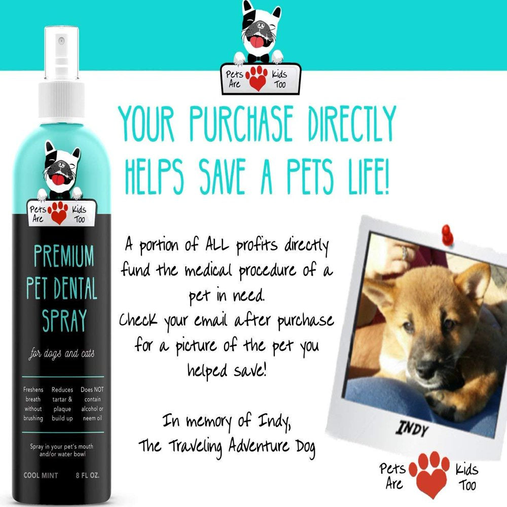 Premium Pet Dental Spray (Large - 8Oz): Eliminate Bad Dog Breath & Bad Cat Breath! Naturally Fights Plaque, Tartar & Gum Disease without Brushing! Add to Water! Digestive Aid!