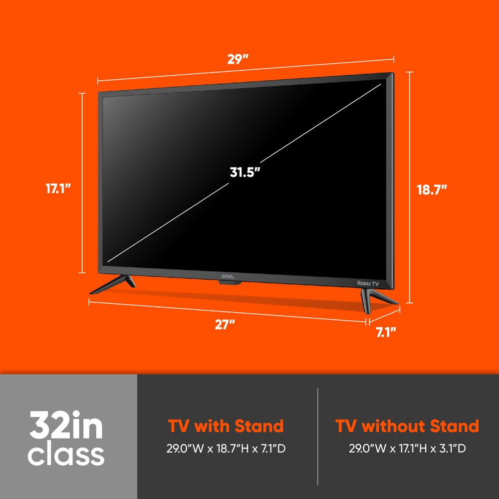 Onn. 32” Class HD (720P) LED Roku Smart TV (100012589)