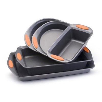 Rachael Ray 5-Pieces Yum-O! Nonstick Bakeware Baking Pans Set, Gray and Orange