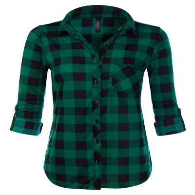 JJ Perfection Womens Long Sleeve Collared Button down Plaid Flannel Shirt