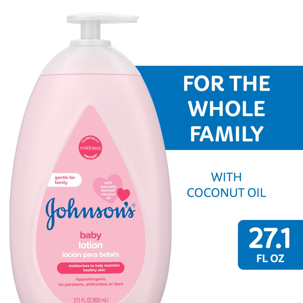 Johnson'S Moisturizing Pink Baby Body Lotion with Coconut Oil, Suitable for the Whole Family 27.1 FL OZ