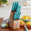 The Pioneer Woman Breezy Blossoms 11-Piece Stainless Steel Knife Block Set, Teal