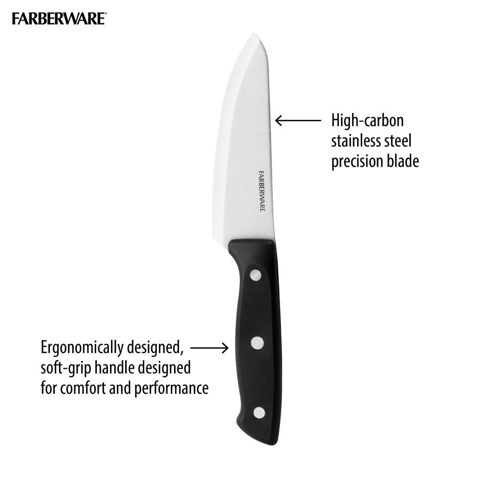 Farberware Classic 6-Piece Full Tang Tripe-Riveted Knife Prep Set with Black Handles
