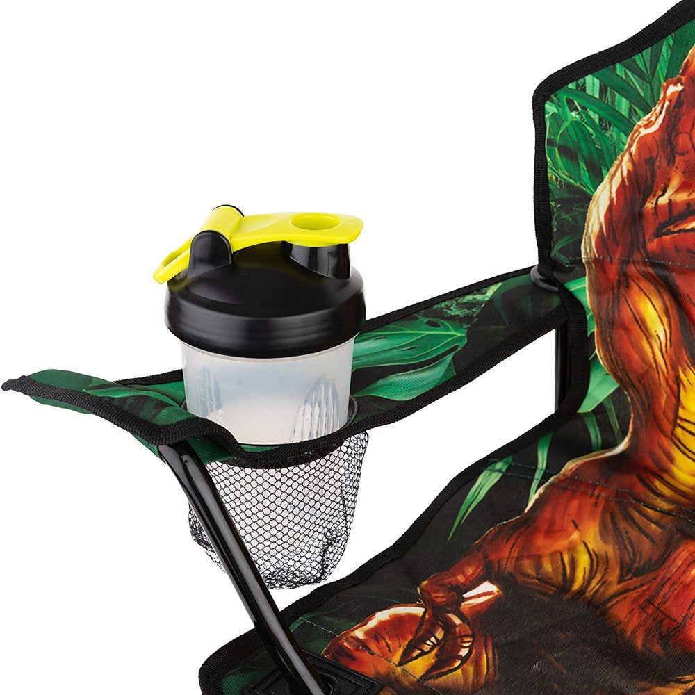 Toy to Enjoy Outdoor Dinosaur Chair for Kids Foldable Childrens Chair for Camping, Tailgates, Beach, Fishing, Portable Carrying Bag Included Mesh Cup Holder & Sturdy Construction. Ages 2 to 5