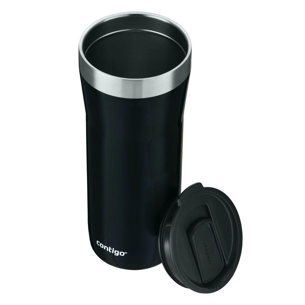 Contigo Streeterville Stainless Steel Tumbler with Plastic Straw Black Licorice, 32 Fl Oz.