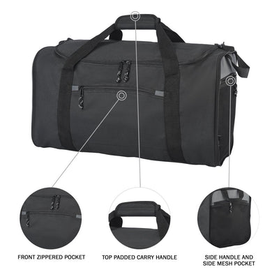 Protege 20" Collapsible Sport and Travel Duffel Bag, Black