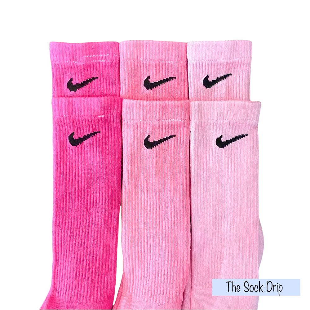 Nike Pink Pack Crew Socks Dri Fit, Unisex, 3 - Pack