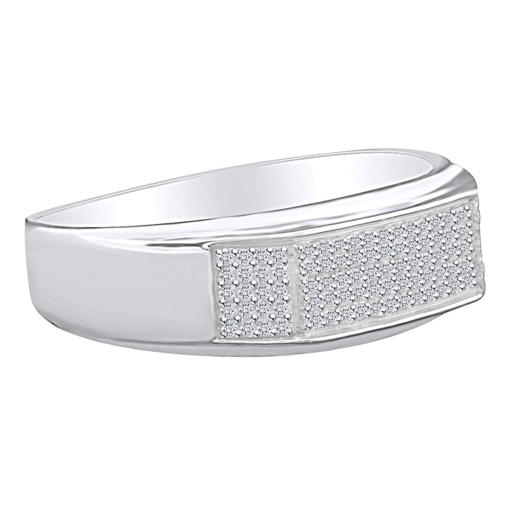 0.40 Carat round Shape White Natural Diamond Men'S Wedding Band Ring 14K White Gold over Sterling Silver Ring Size-14