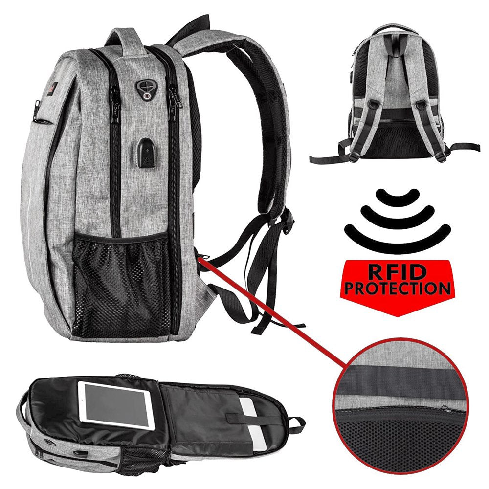 OPACK Rfid-Safe Travel Laptop Backpack with USB Charging Port