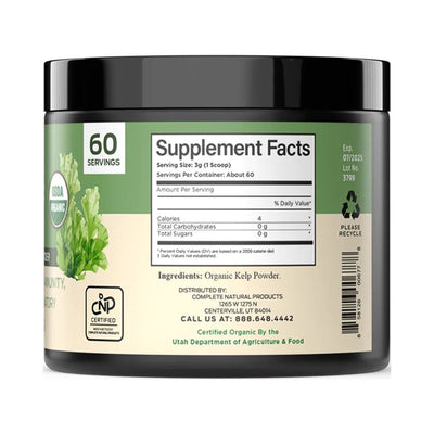 Organic Sea Kelp Powder Supplement - Bulk Raw Kelp & Dry Seaweed Powder 8Oz 75 Serving Thyroid, Iodine, & Digestion