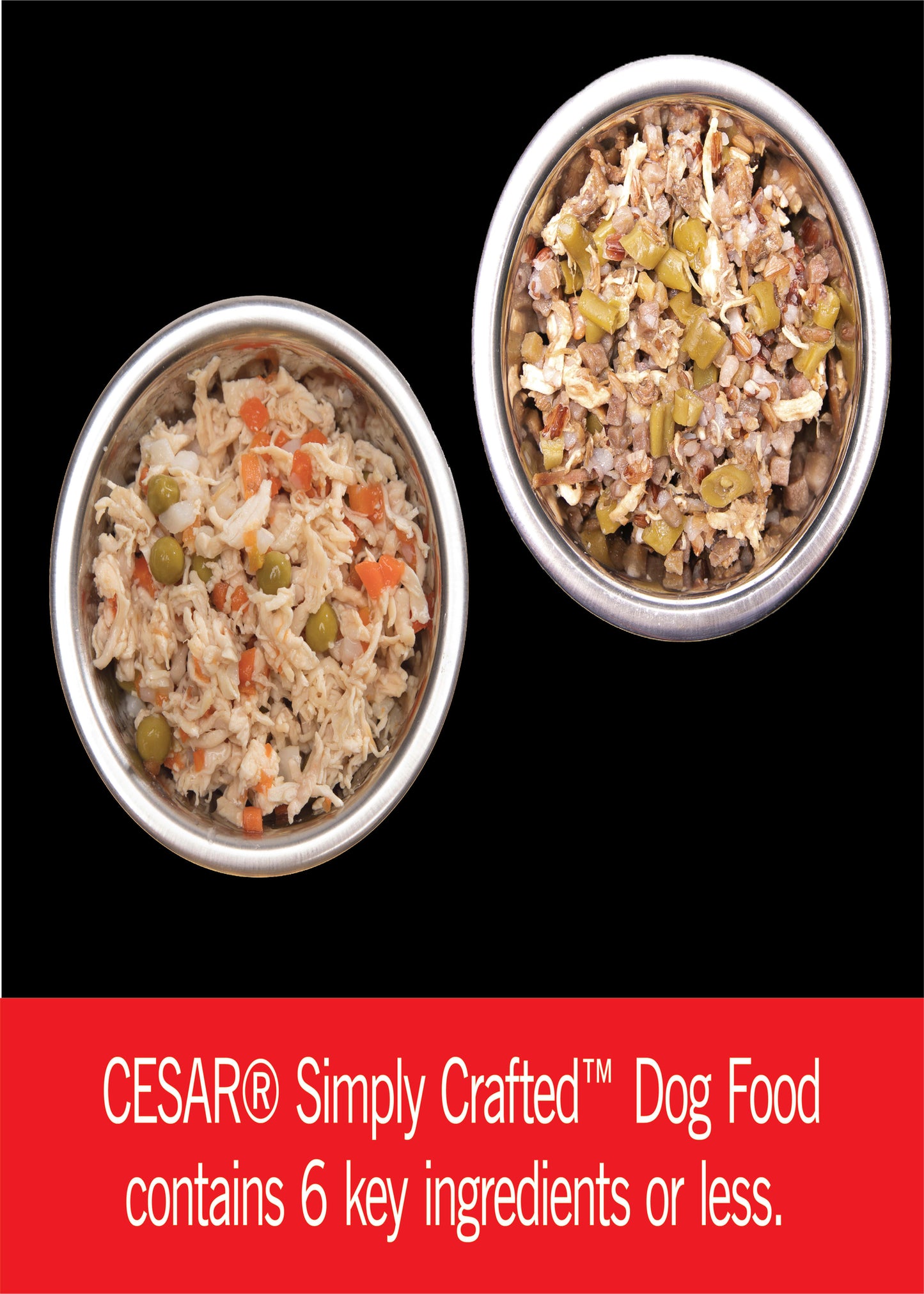 CESAR Simply Crafted Chicken & Beef Wet Dog Food Variety Pack, (8 Pack) 1.3 Oz. Tubs