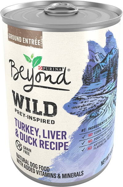 Purina beyond High Protein, Grain Free, Natural Pate Wet Dog Food, WILD Turkey, Liver & Duck Recipe - (12) 13 Oz. Cans