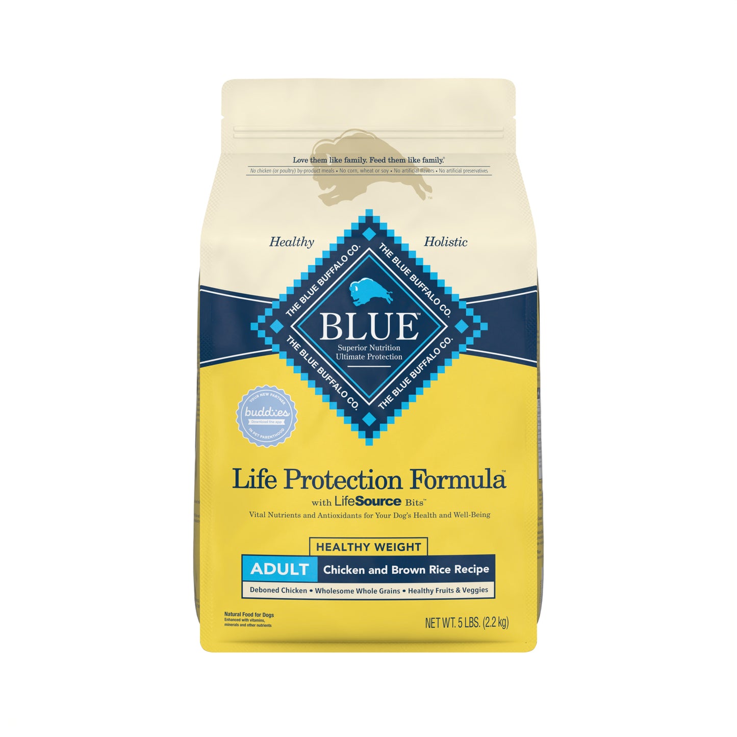 Blue Buffalo Life Protection Formula Healthy Weight Chicken and Brown Rice Dry Dog Food for Adult Dogs, Whole Grain, 5 Lb. Bag