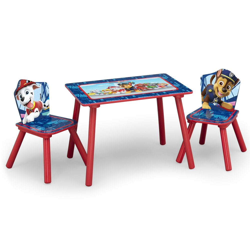 Nick Jr. PAW Patrol 4-Piece Playroom Solution by Delta Children – Set Includes Table and 2 Chairs and 6-Bin Toy Organizer