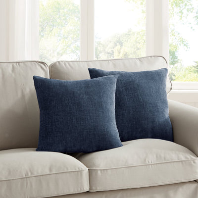 Navy Solid Chenille Decorative Pillow Set, Mainstays, 18" X 18", 2 Pieces