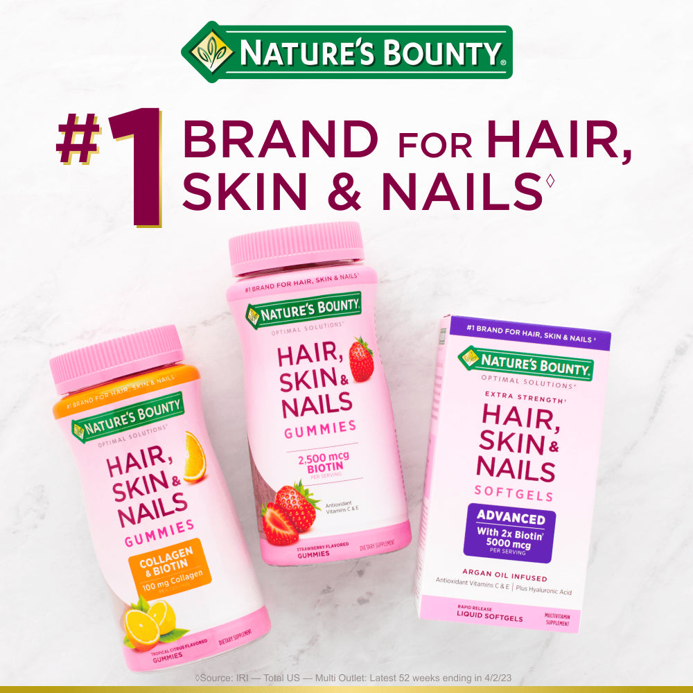 Nature'S Bounty Hair Skin and Nails with Collagen and Biotin, Gummies, Tropical Citrus, 90 Ct