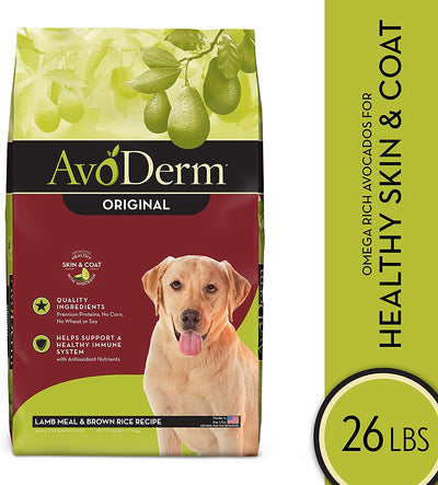 Avoderm Natural Lamb Meal & Brown Rice Recipe Dry Dog Food, for Allergy Support, 26 Lb