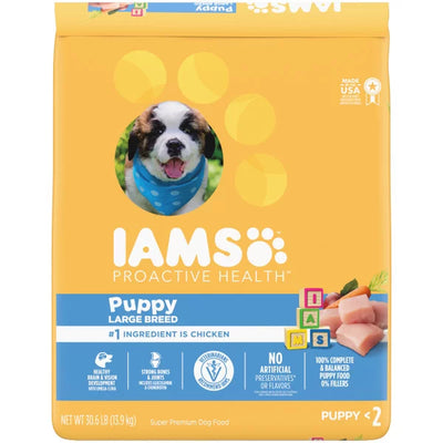 IAMS Smart Puppy with Real Chicken Dry Dog Food for Large Breed Puppy, 30.6 Lb Bag