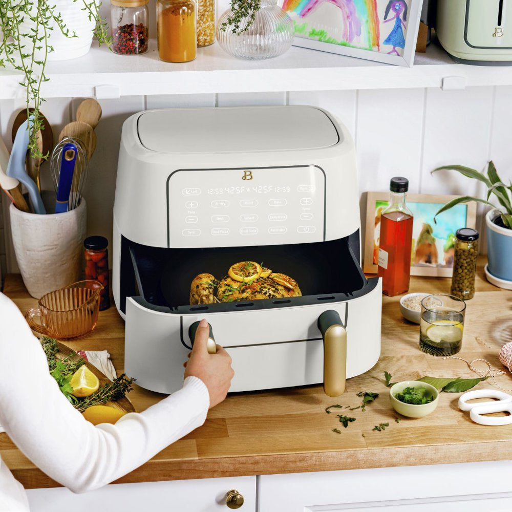Beautiful 9QT Trizone Air Fryer, White Icing by Drew Barrymore