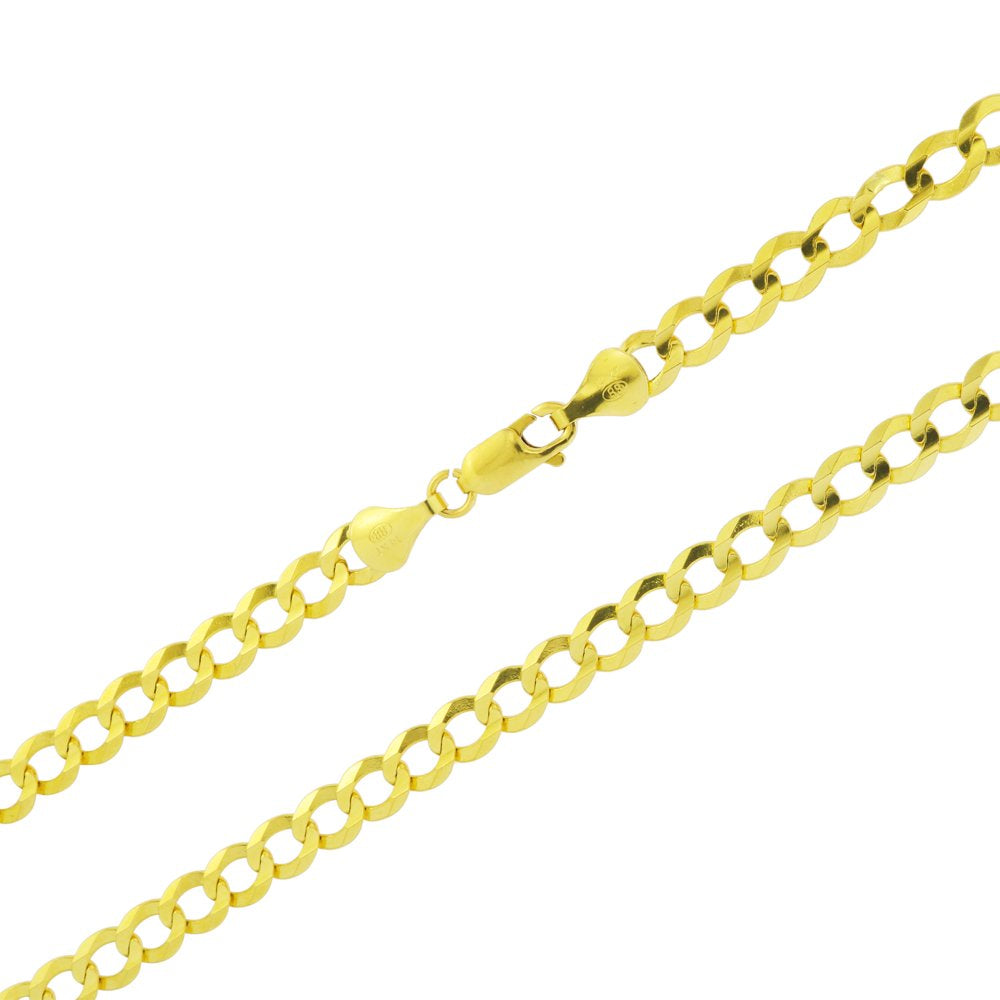 Nuragold 14K Yellow Gold 6Mm Solid Cuban Curb Link Chain Bracelet, Mens Jewelry Lobster Clasp 8" 8.5" 9"